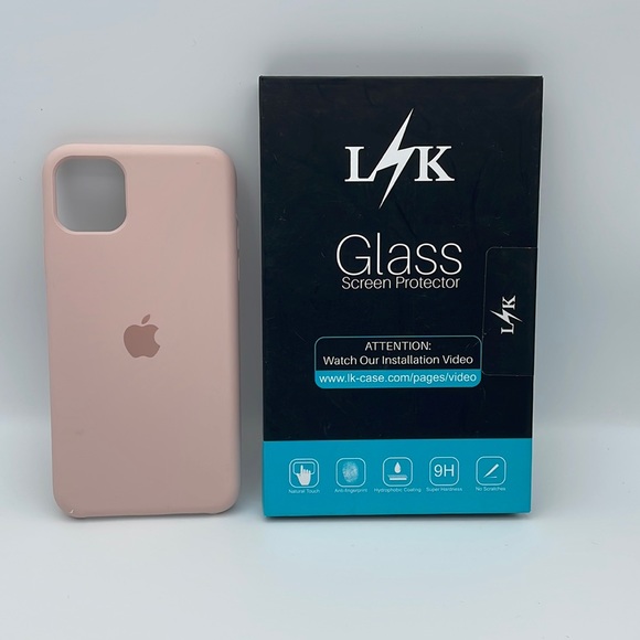 iPhone Pink 11Pro Max Silicone Case and Screen Covers.